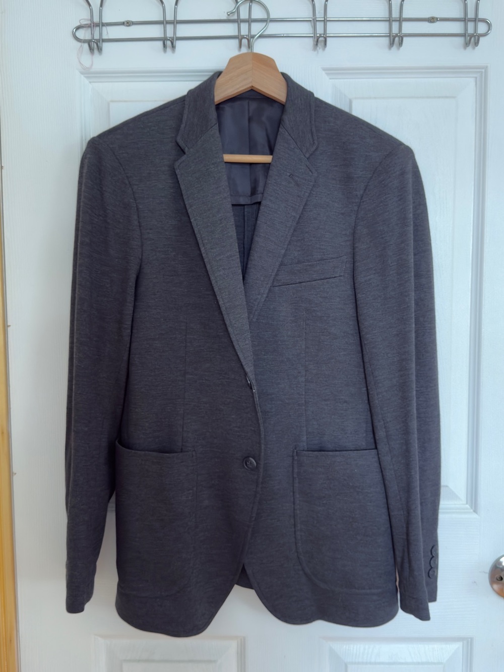 Uniqlo Men's Gray Knit Blazer - Classic Casual Tailored Jacket Size XS